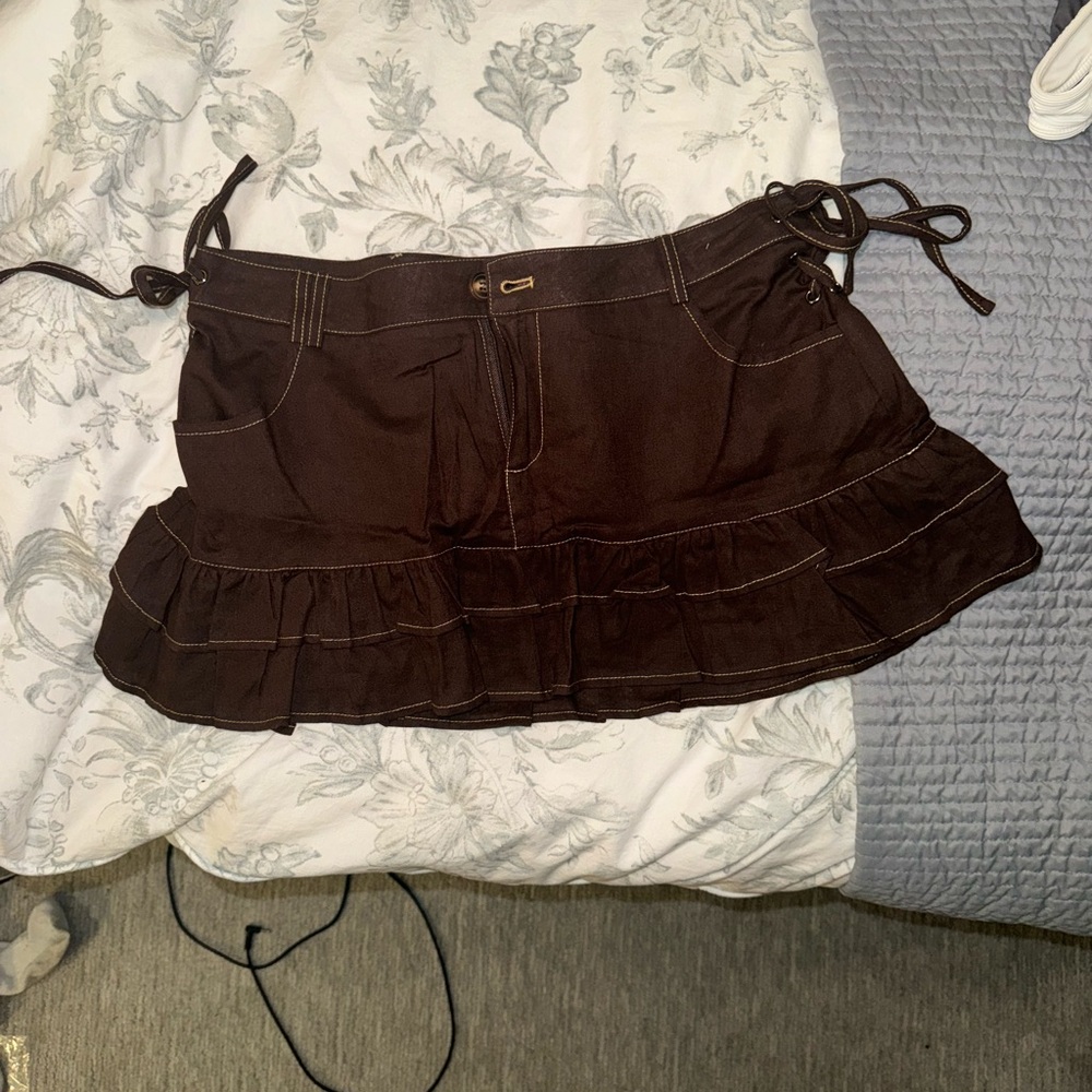Edikted Brown Mini Skirt